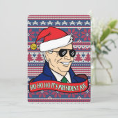 Ho Ho's President Joe Funny Flat Biden Kerstmis Feestdagenkaart (Staand voorkant)
