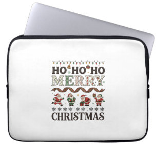 Ho Kerstmis Kerstmannen Geruite Lint Laptop Sleeve