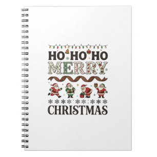 Ho Kerstmis Kerstmannen Geruite Lint Notitieboek