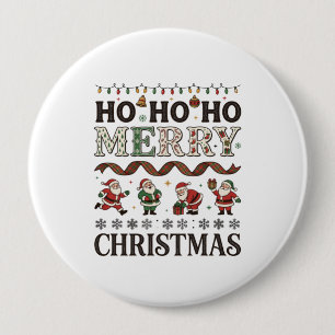 Ho vrolijk kerstfeest Sinterklaas geruite lint Ronde Button 4,0 Cm
