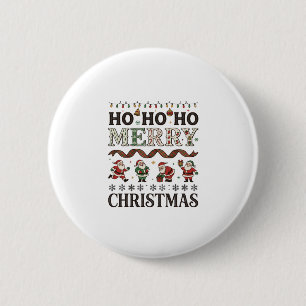 Ho vrolijk kerstfeest Sinterklaas geruite lint Ronde Button 5,7 Cm
