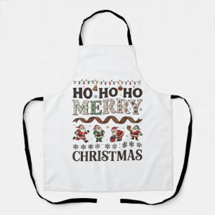 Ho vrolijk kerstfeest Sinterklaas geruite lint Schort