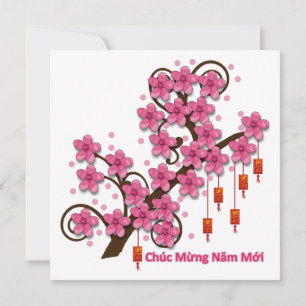 Hoa Dao Happy Nieuwjaar Feestdagenkaart