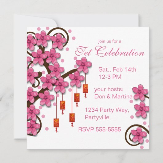 Hoa Dao Happy Nieuwjaar Kaart (Voorkant)