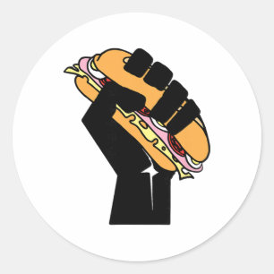 Hoagie Sandwich Guy Zwarte Vuist Weersta Fascisme  Ronde Sticker