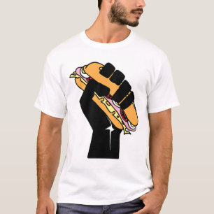 Hoagie Sandwich Guy Zwarte Vuist Weersta Fascisme T-shirt