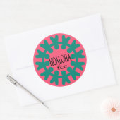 Hoaloha Blauwgroen op Roze Ronde Sticker (Envelop)