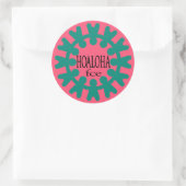 Hoaloha Blauwgroen op Roze Ronde Sticker (Tas)