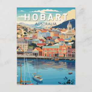 Hobart Australia Travel Art Vintage Briefkaart