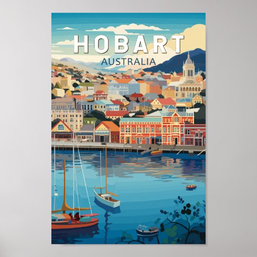 Hobart Australia Travel Art Vintage Poster (Voorkant)