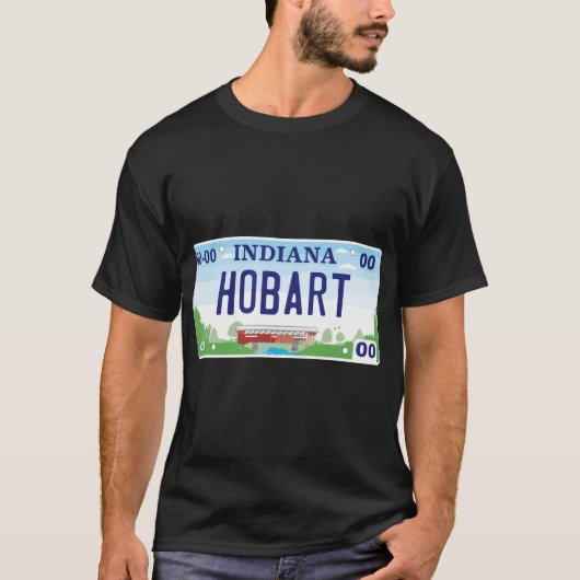 Hobart Indiana License Plate T-shirt (Voorkant)