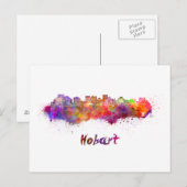 Hobart skyline in waterverf briefkaart (Voorkant / Achterkant)