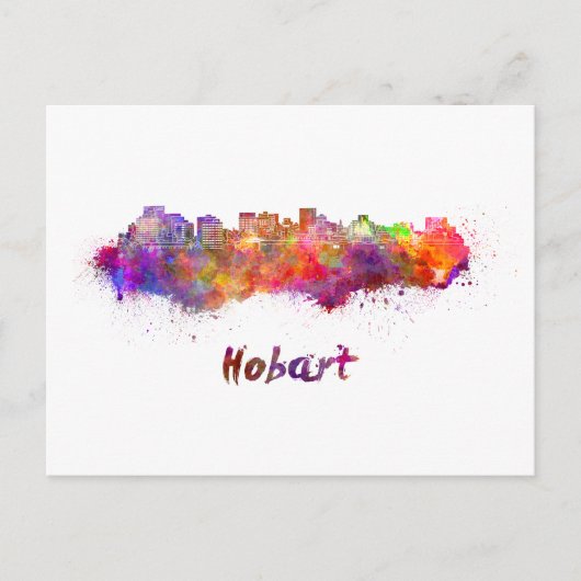 Hobart skyline in waterverf briefkaart (Voorkant)