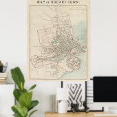 Hobart Tasmania Map (1858) Poster (Thuiskantoor)
