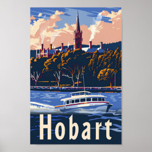 Hobart Tasmanië Vintage Retro Reizen Illustratie Poster
