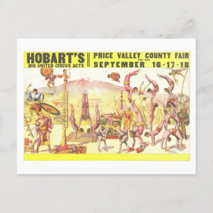 Hobart's Big United Circus Vintage Adverteren Briefkaart