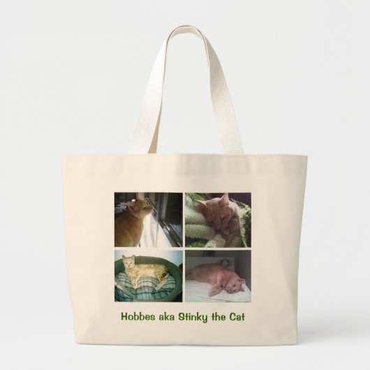 Hobbes ook bekend als Stinky the Cat Grote Tote Bag (Voorkant)