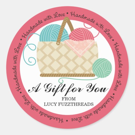 Hobbies voor het inkepen van gehaakte garens ronde sticker (Voorkant)