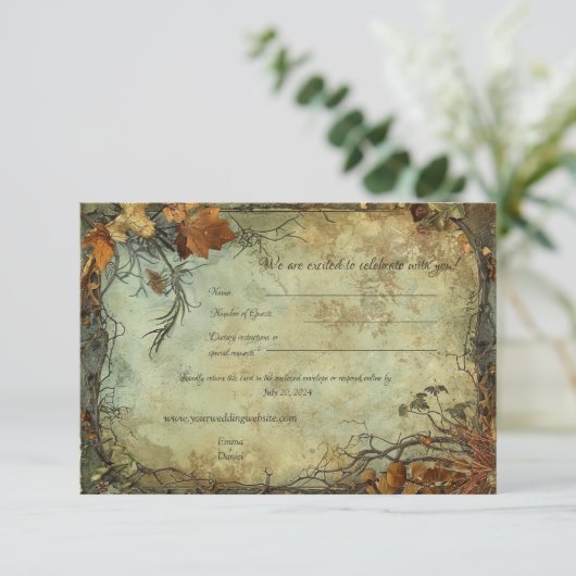 Hobbiton Haven Bruiloft RSVP Kaart (Staand voorkant)