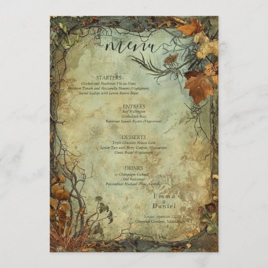 Hobbiton Haven Wedding Menu (Voorkant)