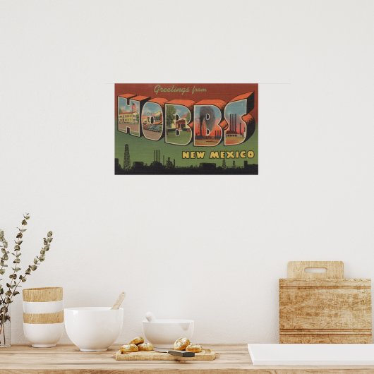 Hobbs, New Mexico - grote letterscènes Poster (Keuken)