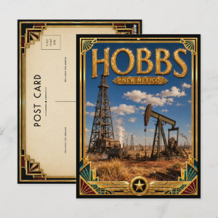 Hobbs New Mexico Vintage Art Deco Gouden Tijdperk Briefkaart