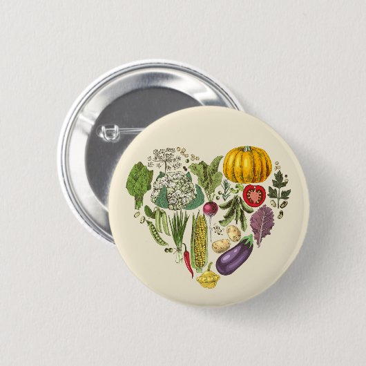 Hobby Garden Vegetable Growing Heart Ronde Button 5,7 Cm (Voorkant /achterkant)