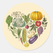 Hobby Garden Vegetable Growing Heart Ronde Sticker (Voorkant)