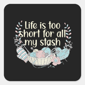 Hobby Knitting Yarn Wool Stash Vierkante Sticker