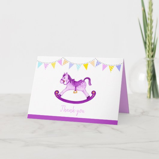 Hobby paard late baby shower dank u kaart (Voorkant)
