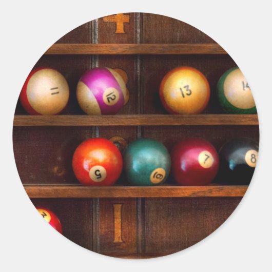 Hobby - Pool - Laten we biljarten Ronde Sticker (Voorkant)