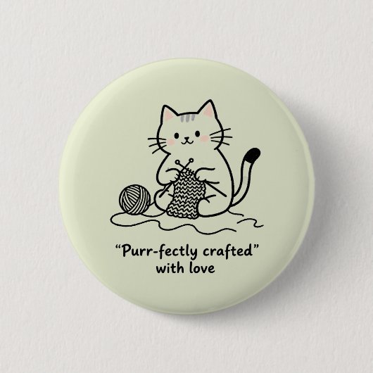 Hobbyist Kitten Knitting Rosy Cheeks Cozy Vibes Ronde Button 5,7 Cm (Voorkant)