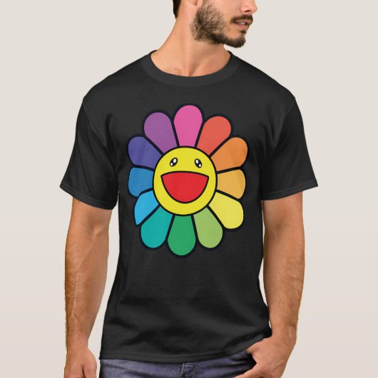 Hobicore - Glimlachende Regenboogbloem T-shirt (Voorkant)