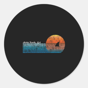 Hobie Beach Retro 80's Shark Fin Sunset Ronde Sticker