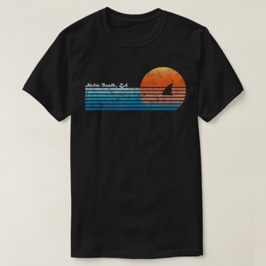  Hobie Beach Retro 80's Shark Fin Sunset T-shirt (Design voorkant)