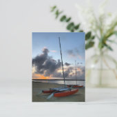 Hobie Cat Catamarans Sailboat Beach Sunset Briefkaart (Staand voorkant)