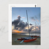 Hobie Cat Catamarans Sailboat Beach Sunset Briefkaart (Voorkant / Achterkant)