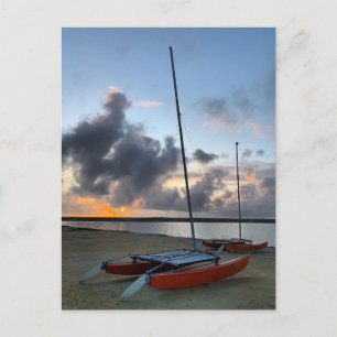 Hobie Cat Catamarans Sailboat Beach Sunset Briefkaart