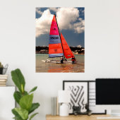 Hobie catamaran klaar om te varen poster (Thuiskantoor)