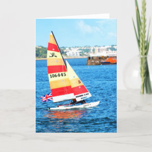Hobie-zeilboot in Jersey Feestdagen Kaart