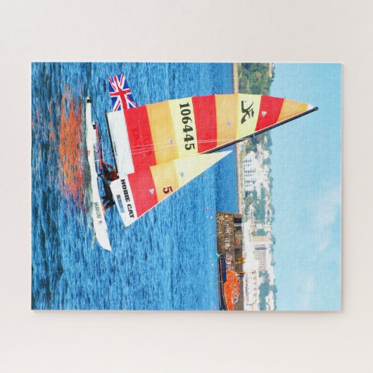 Hobie zeilboot op Jersey Legpuzzel (Horizontaal)