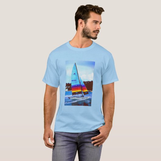 Hobie-zeilboot op Jersey T-shirt (Voorkant volledig)