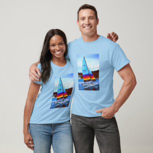 Hobie-zeilboot op Jersey T-shirt
