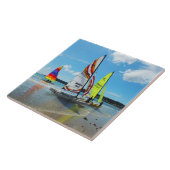 Hobie zeilboten op Jersey Tegeltje (Zijkant)