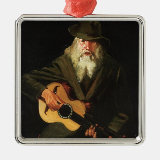 Hobo Musicus (gitarist Old Man) () Metalen Ornament (Voorkant)