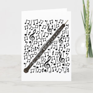 Hobo Muzieknoten Blaasinstrument Muziekleraar Feestdagen Kaart