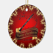 Hobo ~ Muziekscroll ~ Prettig kerstfeest ~ * ~ Keramisch Ornament (Links)