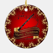 Hobo ~ Muziekscroll ~ Prettig kerstfeest ~ * ~ Keramisch Ornament (Achterkant)