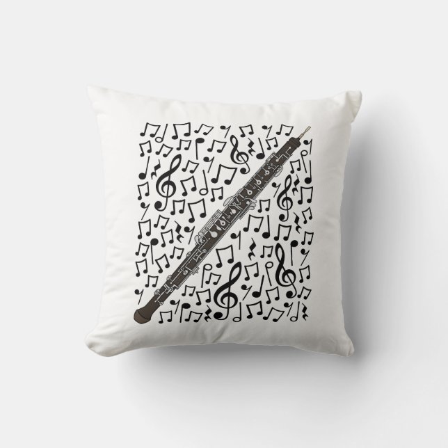 Hobo Muzikale Notities Oboist Woodwind Muziekdocen Kussen (Voorkant)