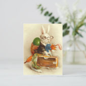 Hobo paashaas gekleurde eierkoffer feestdagenkaart (Staand voorkant)